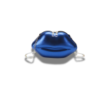 Petit Sac À Main Bleu Métallisé En Forme De Lèvres
