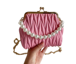 Petit Sac À Bandoulière Rose En Cuir Matelassé