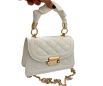 Petit Sac À Main Blanc Matelassé Avec Chaîne Dorée