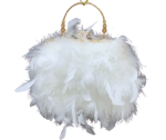 Petit Sac Blanc En Plumes Poignée Dorée Et Détails
