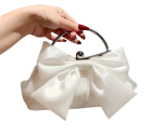 Petit Sac Satin Blanc Avec Nœud