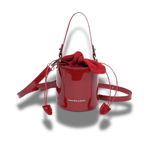 sac vernis rouge avec nœud