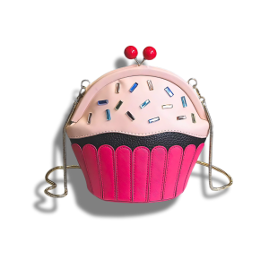 Petit Sac Bandoulière Cupcake Rose Avec Strass Stylé Tendance