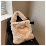 mini sac tendance fausse fourrure rouge