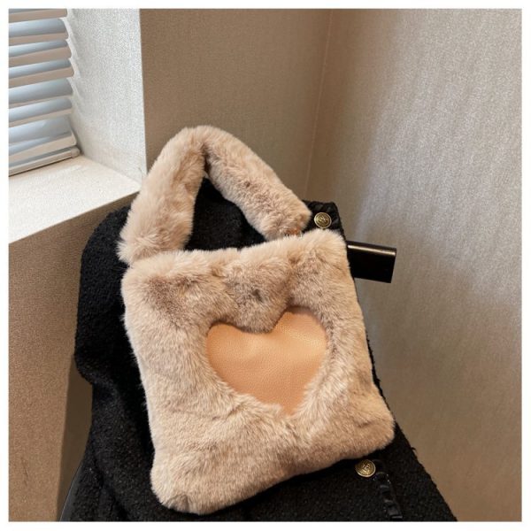 mini sac tendance fausse fourrure rouge