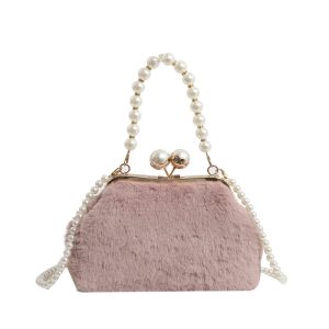 Petit Sac Glamour En Perles Et Fausse Fourrure