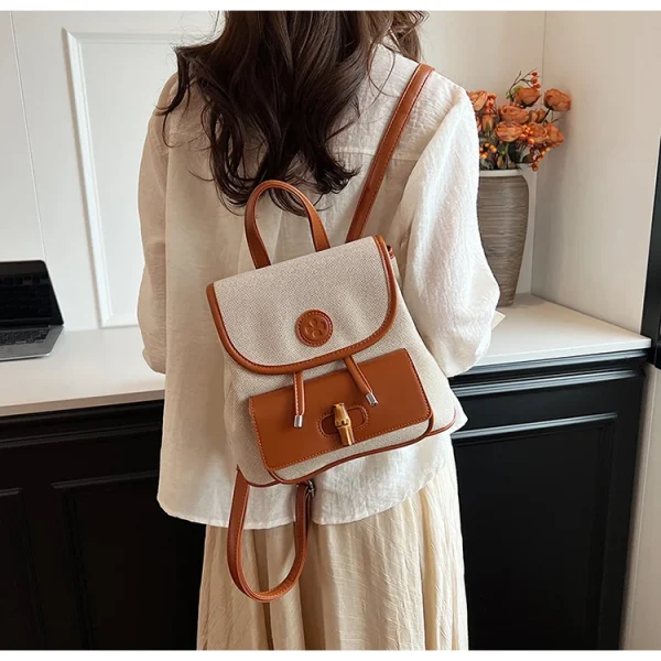 sac à dos chic beige et marron