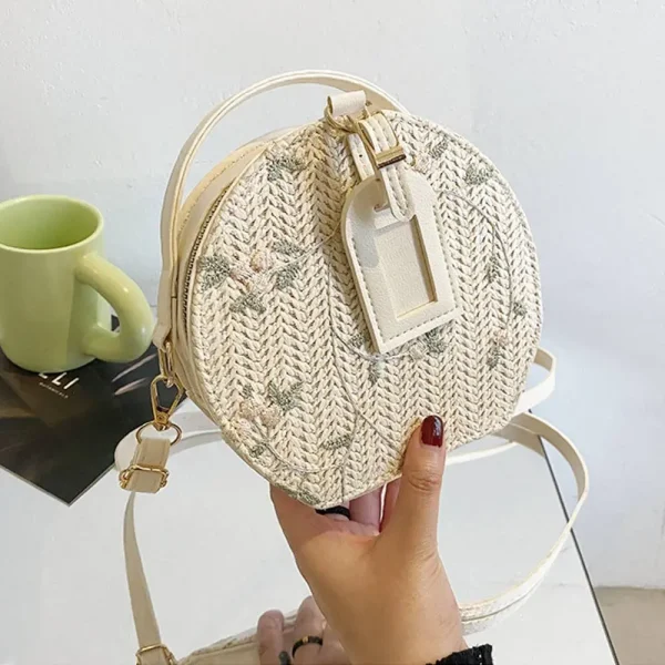 petit sac été rond en paille tressée