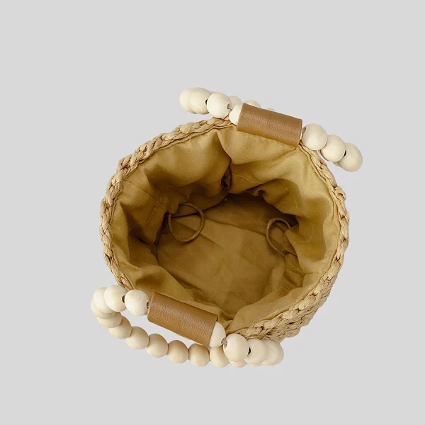 sac de plage en seau perles en bois