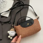 sac à bandoulière en paille naturel