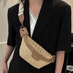 sac banane en paille tissé