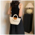sac à main en fil coton beige