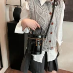 sac seau rond en similicuir élégant