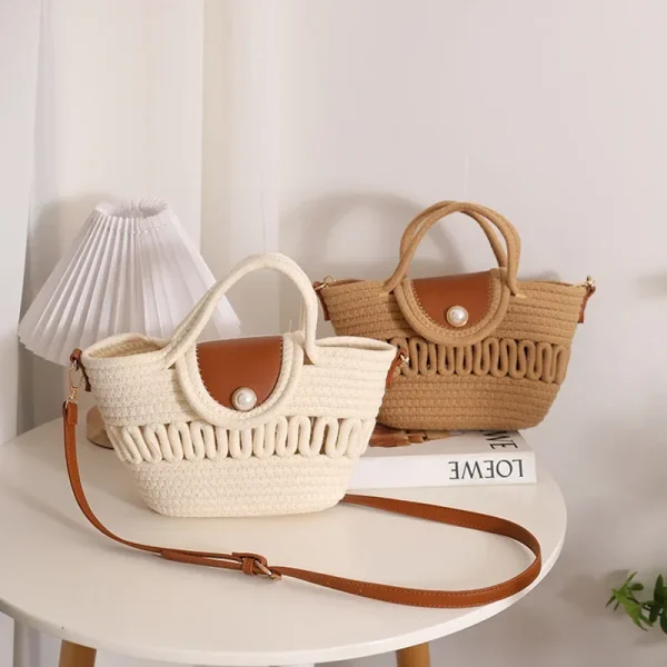 petit sac été beige en fil coton