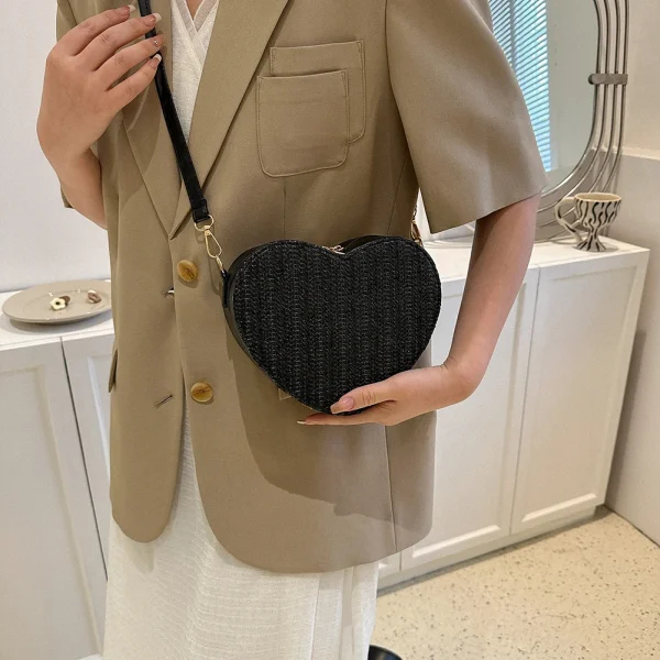 sac à bandoulière d'été cœur tressé