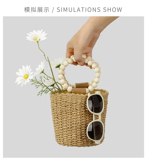 sac de plage estival avec perles de bois