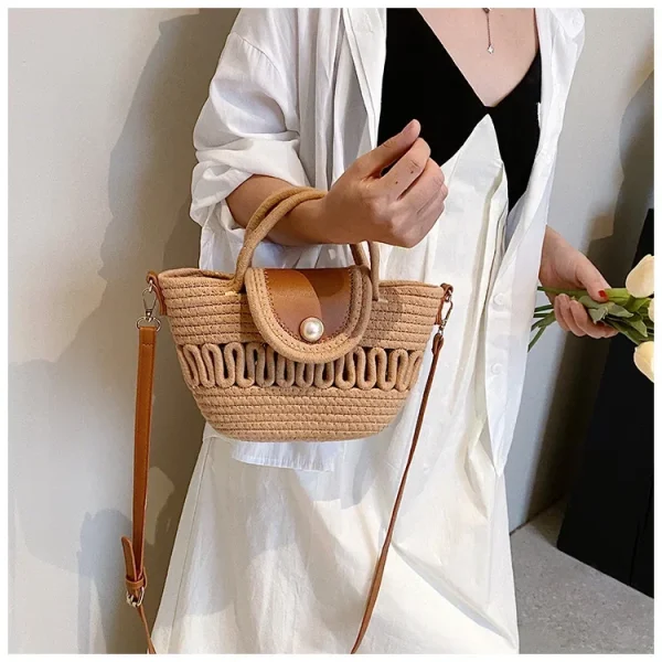 mini sac en coton beige