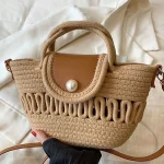 sac de plage en coton beige