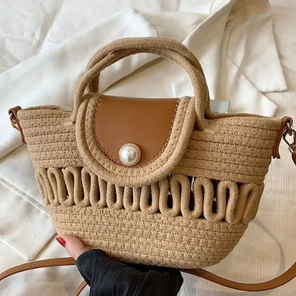 sac de plage en coton beige