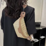 sac banane paille tricotée