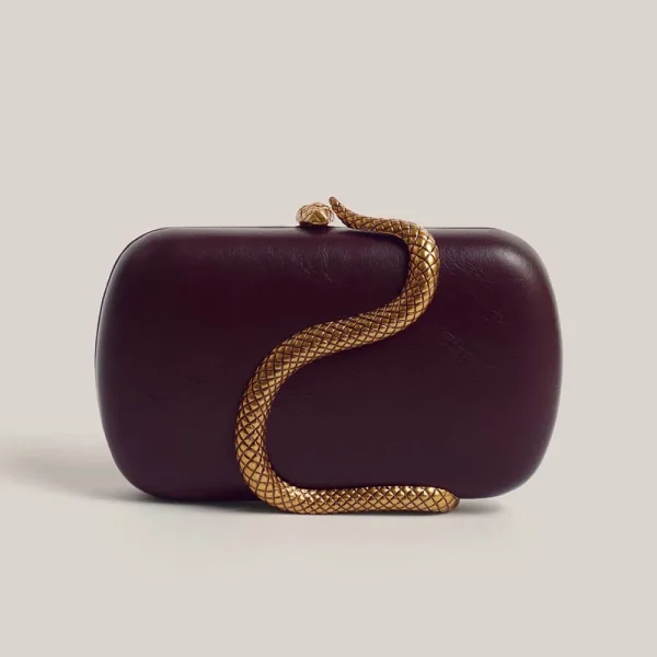 sac à main serpent en cuir rouge pour femmes