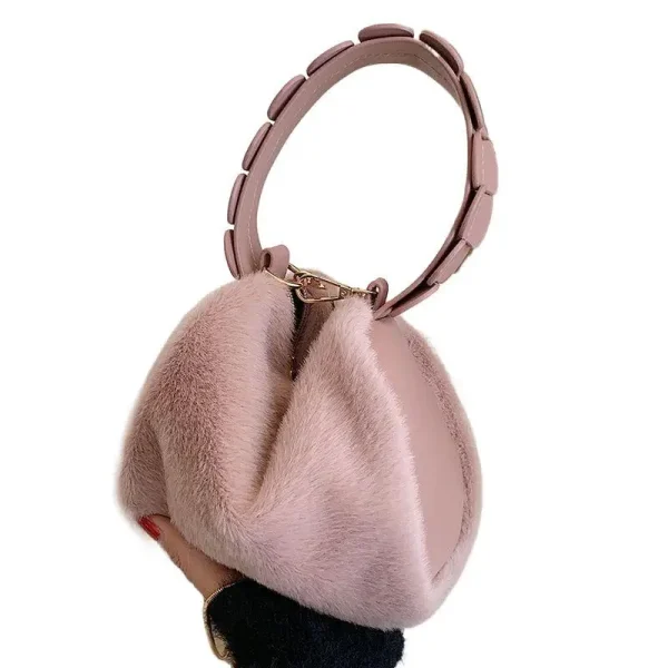 Petit sac en peluche rosé