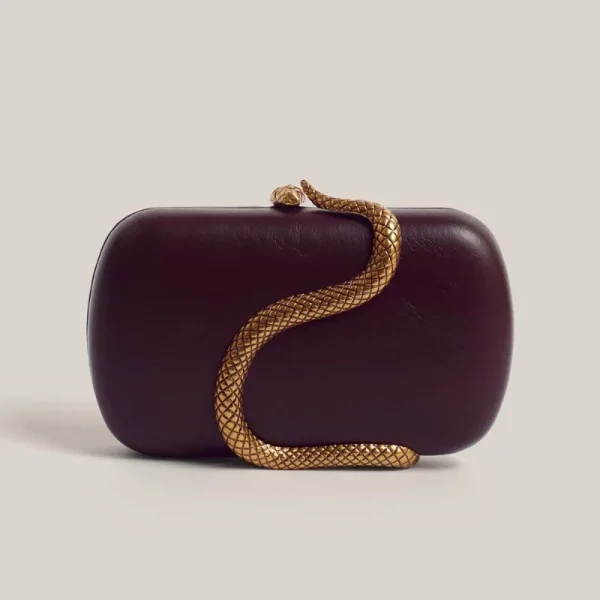 Pochette rouge Serpent en Cuir