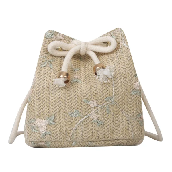 Drawstring Shoulder Bags Casual Summer Beach Woven Straw Small Handbag Large Capacity Crossbody Bags
