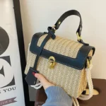 sac en PU texture contrastée