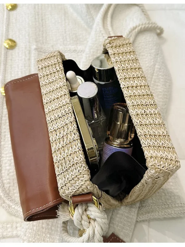 sac à bandoulière en paille tissé